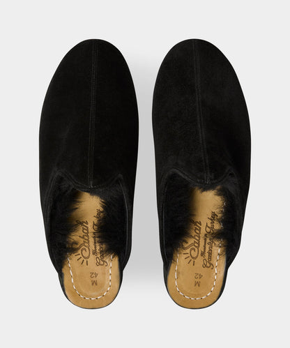 Sabah Baba Suede Shearling Slide - Black