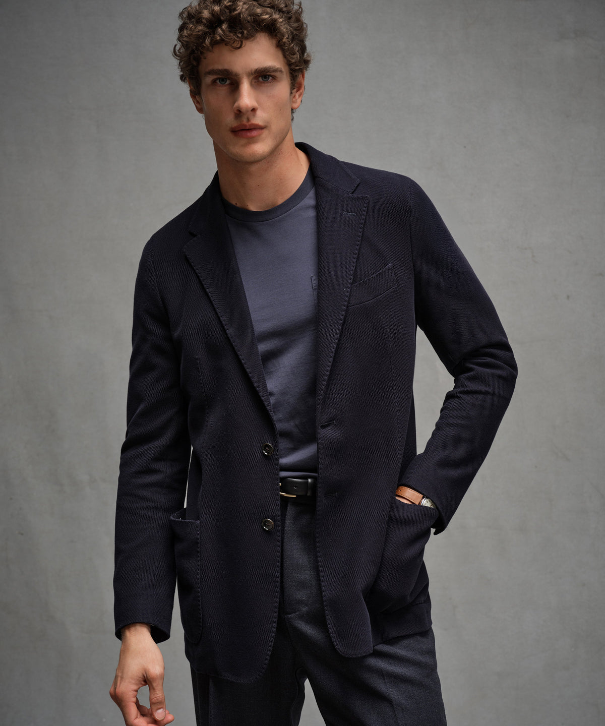 Italian Knit Sport Coat - Navy