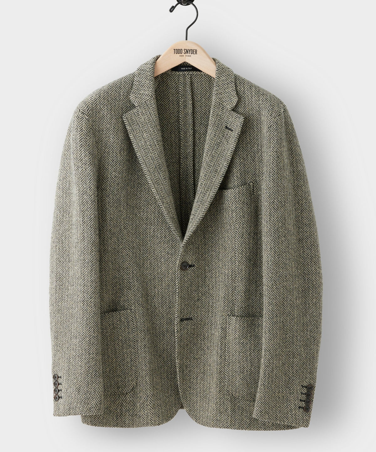Italian Wool Herringbone Sport Coat - Cream