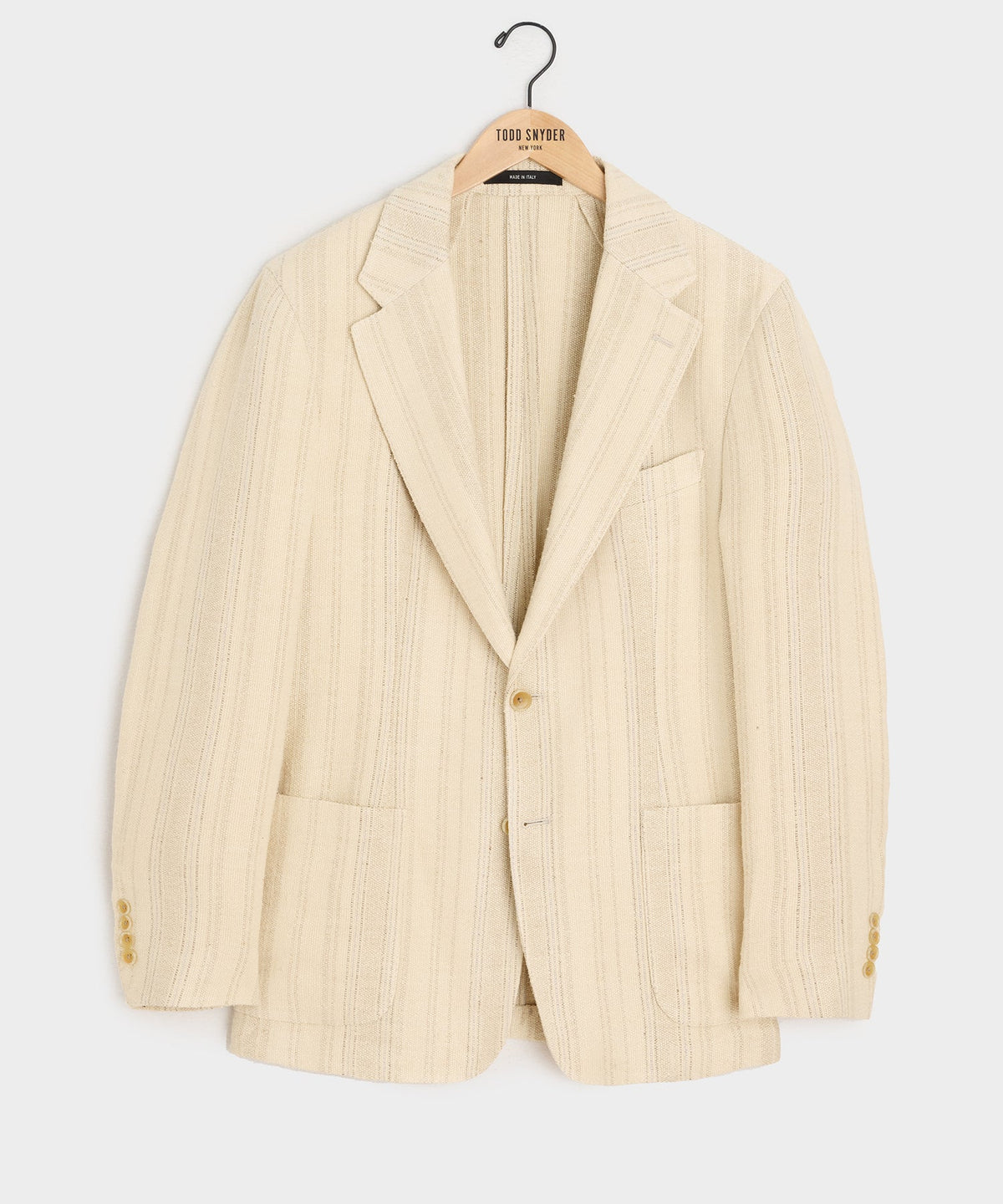 Italian Linen Silk Double Stripe Sport Coat - Beige