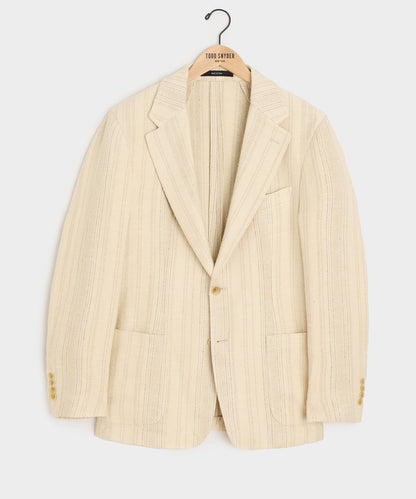 Italian Linen Silk Double Stripe Sport Coat - Beige