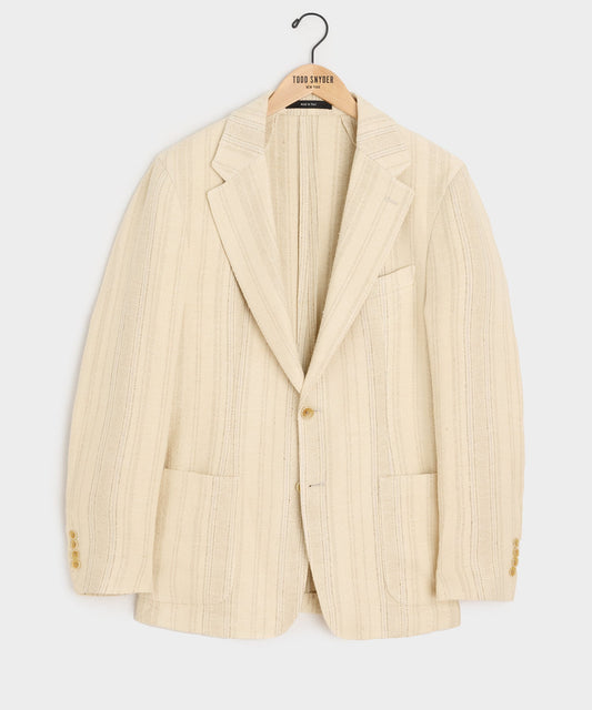 Italian Linen Silk Double Stripe Sport Coat - Beige