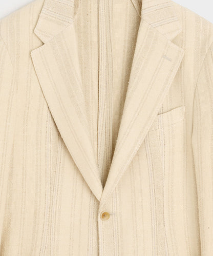 Italian Linen Silk Double Stripe Sport Coat - Beige