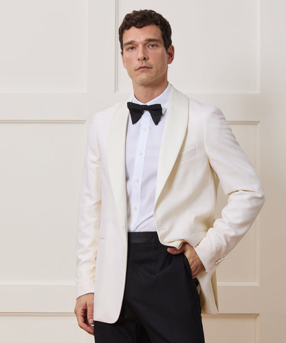 Italian Wool Shawl Tuxedo Jacket - Ivory