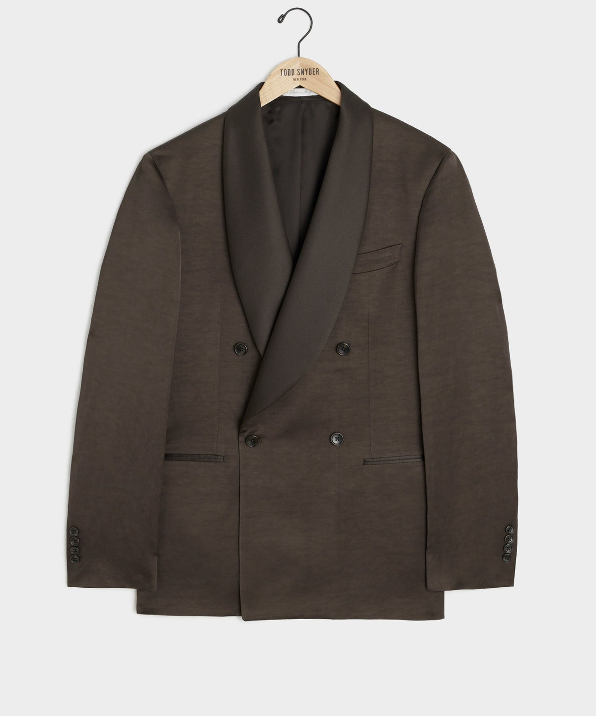 Italian Double-Breasted Shawl Tuxedo Jacket - Brown