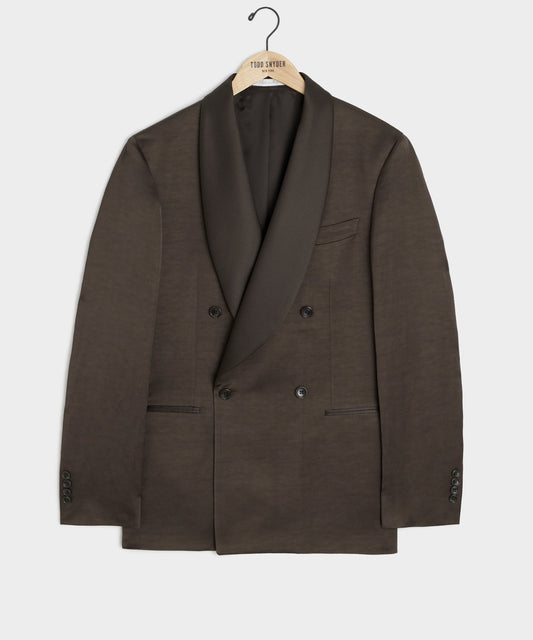 Italian Double-Breasted Shawl Tuxedo Jacket - Brown