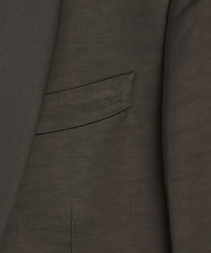 Italian Double-Breasted Shawl Tuxedo Jacket - Brown