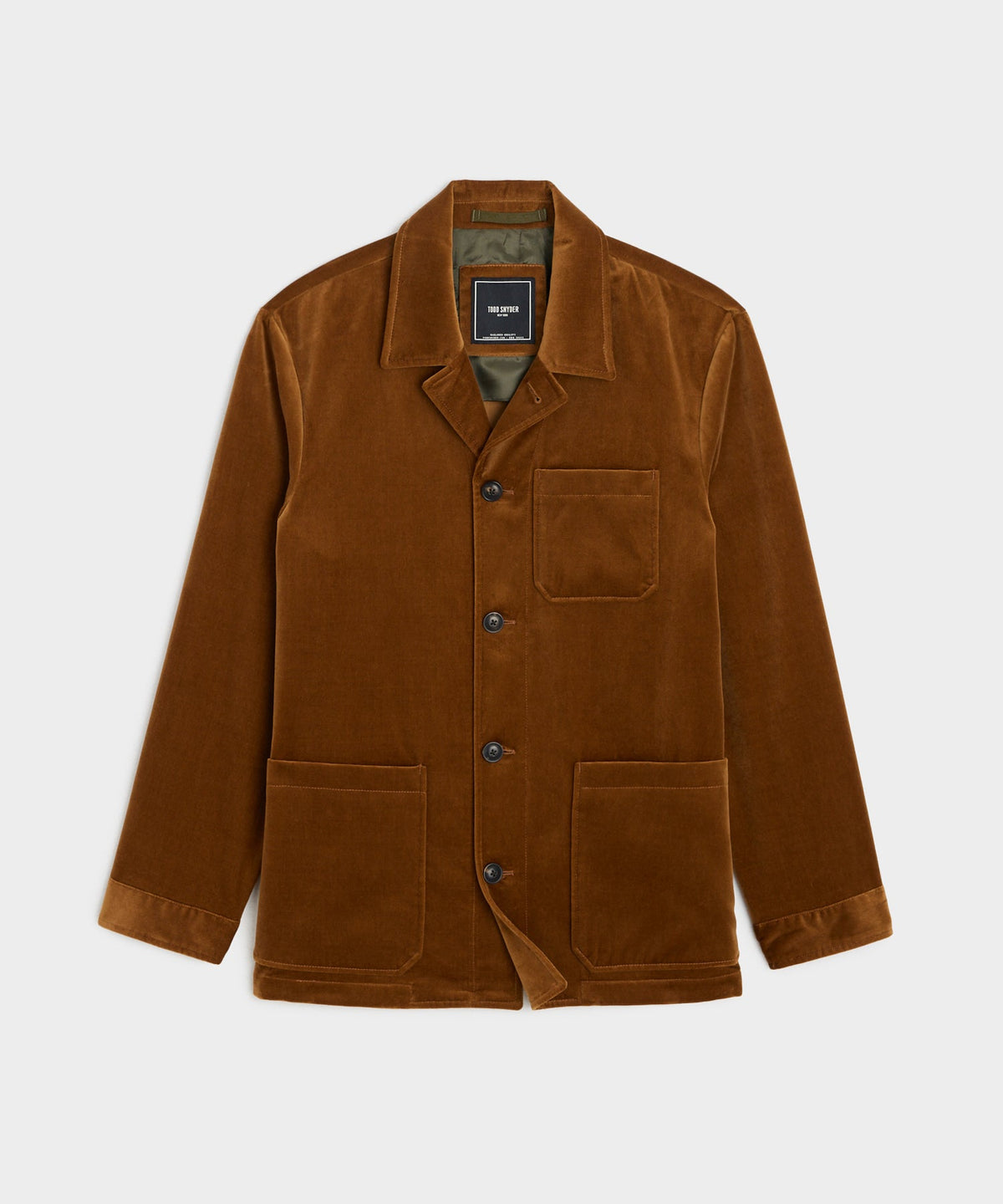 Italian Velvet Tailored Chore Coat - Caramel