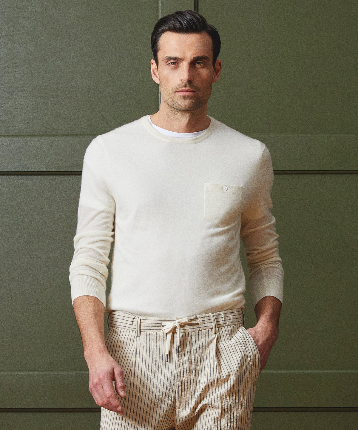 Premium Cashmere Pocket Tee - Bisque|BISQUE