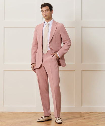 Italian Sueded Linen Side Tab Trouser - Dusty Rose