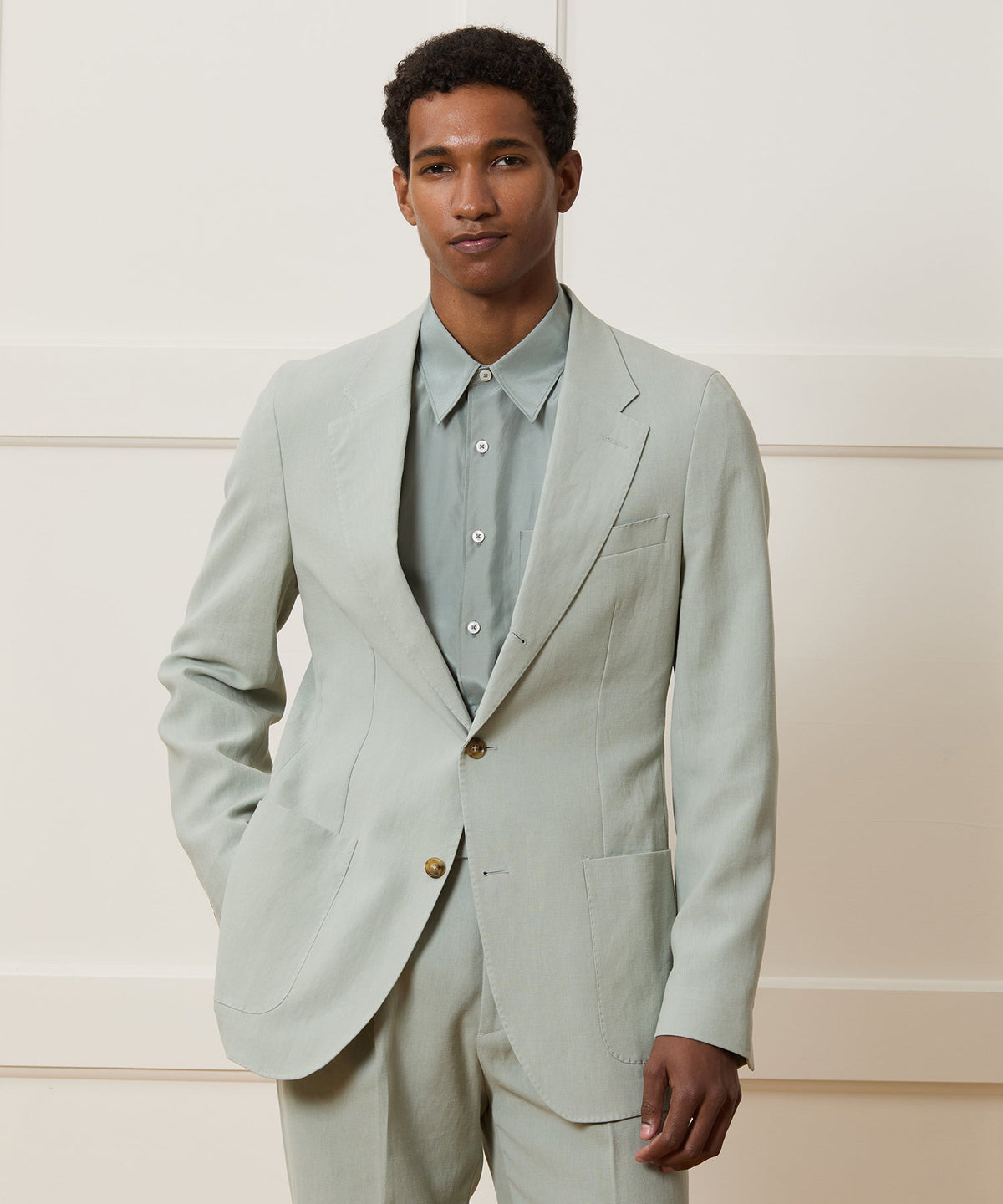 Italian Sueded Linen Madison Jacket - Silver Lake