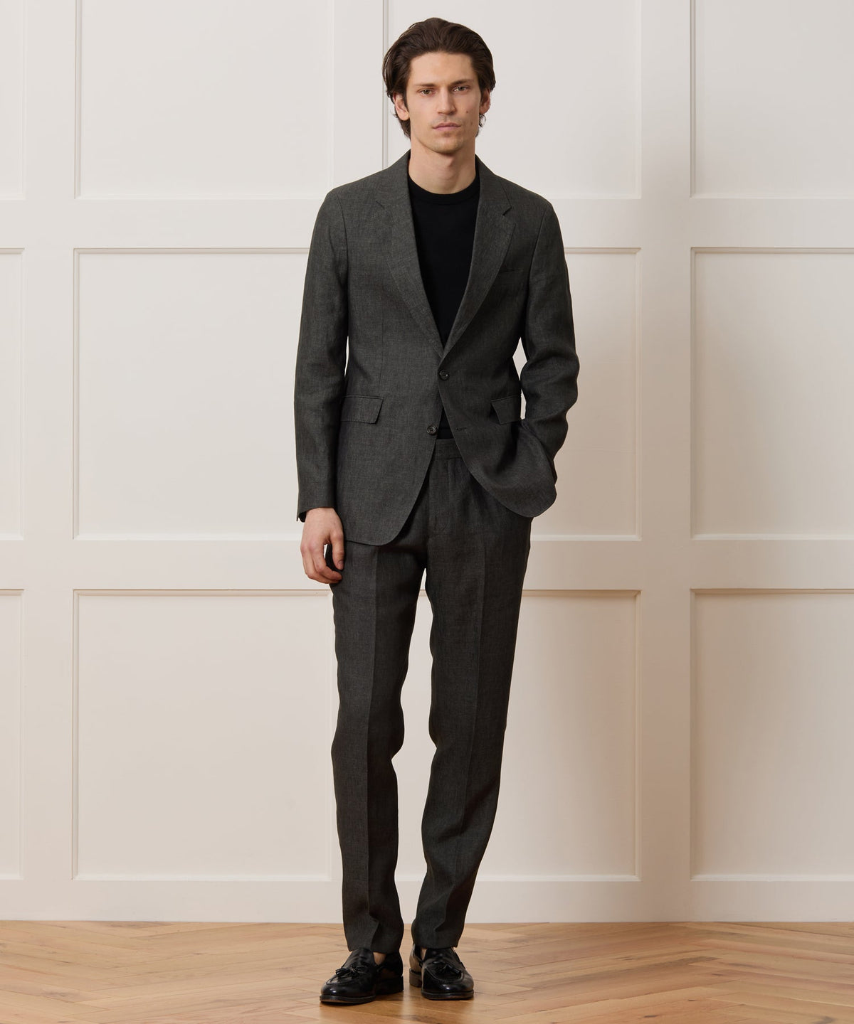 Italian Linen Sutton Trouser - Charcoal