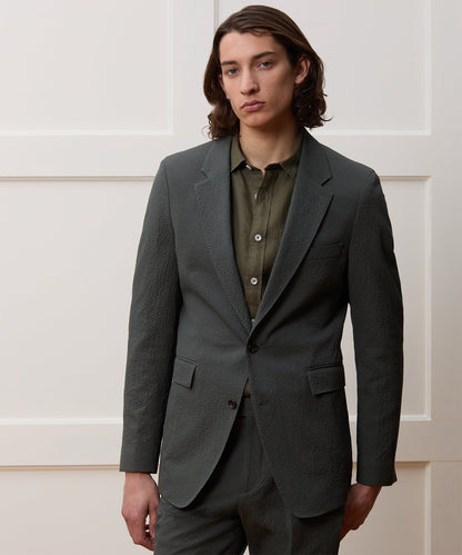 Italian Seersucker Sutton Jacket - Olive