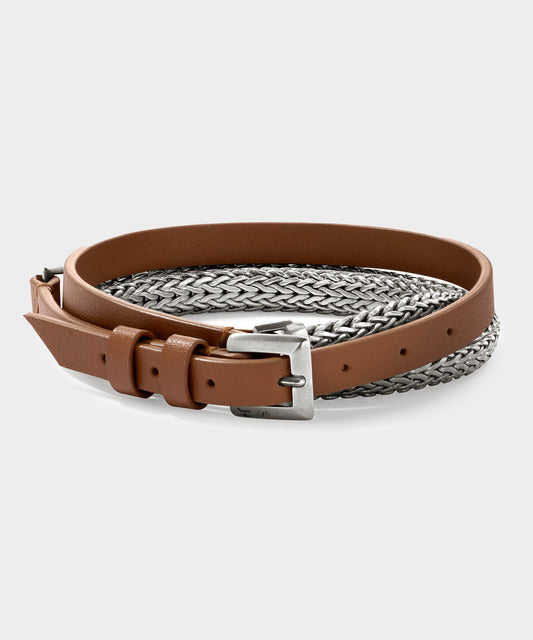 Todd Snyder x John Hardy Sterling Silver Chain and Leather Bracelet - Silver
