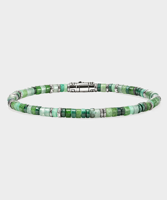 John Hardy Green Emerald Sterling Silver Heishi Bracelet - Green