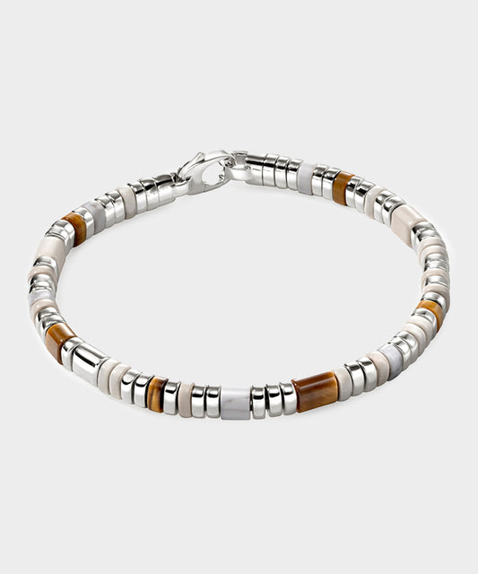 John Hardy Sterling Silver Tiger Eye Howlite & L Bracelet - Silver