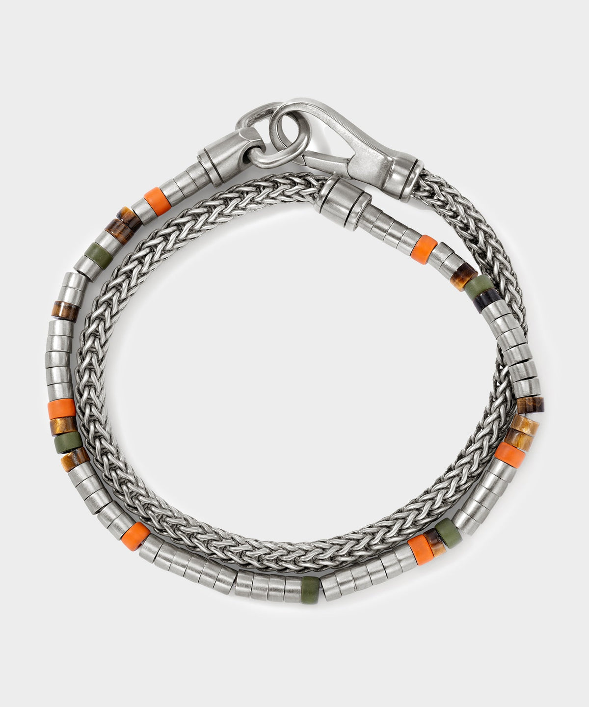 Todd Snyder x John Hardy Heishi Silver Double Wrap Bracelet - Silver