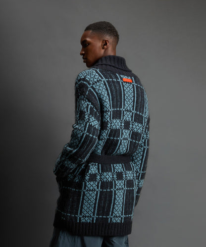 Todd Snyder x Woolrich Belted Wool-Alpaca Cardigan - Stormy Sea