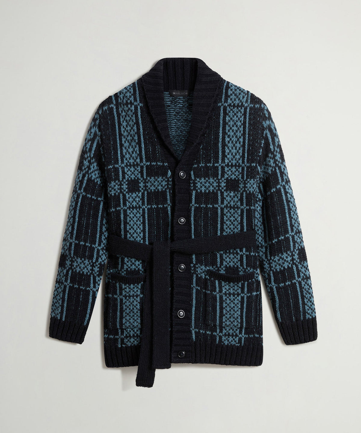 Todd Snyder x Woolrich Belted Wool-Alpaca Cardigan - Stormy Sea