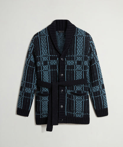 Todd Snyder x Woolrich Belted Wool-Alpaca Cardigan - Stormy Sea