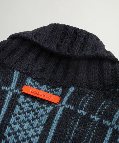 Todd Snyder x Woolrich Belted Wool-Alpaca Cardigan - Stormy Sea
