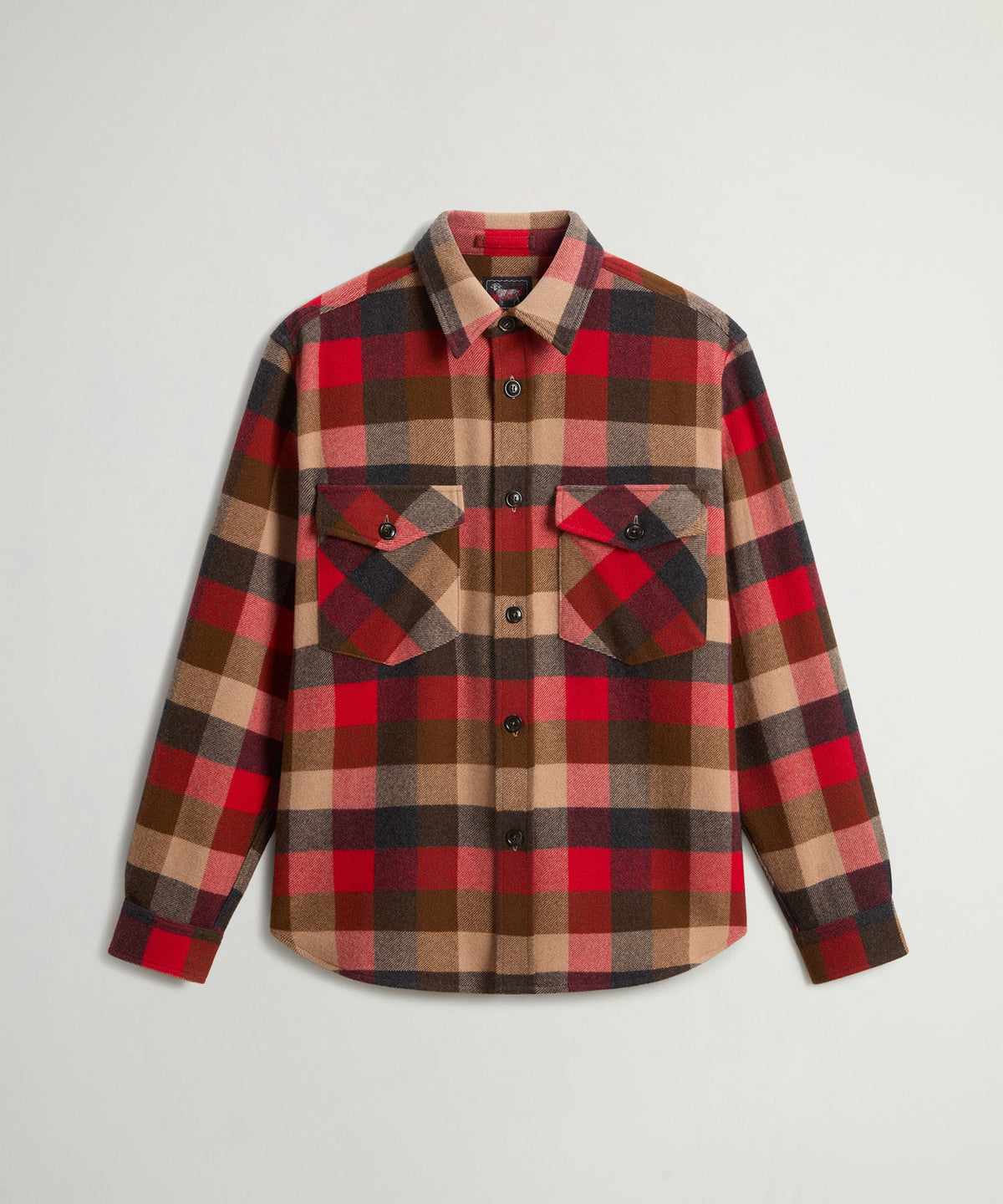 Todd Snyder x Woolrich Cashmere Plaid Overshirt - Red Grey Check
