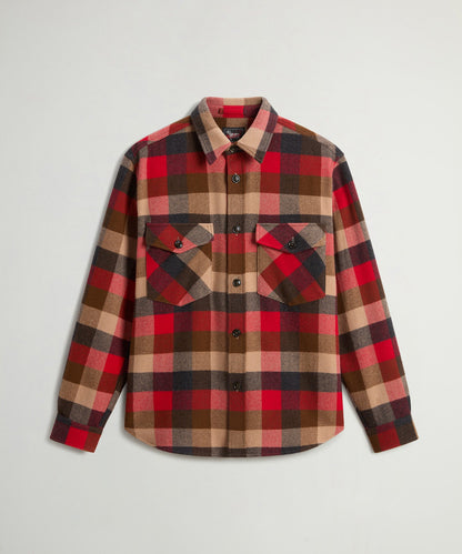 Todd Snyder x Woolrich Cashmere Plaid Overshirt - Red Grey Check
