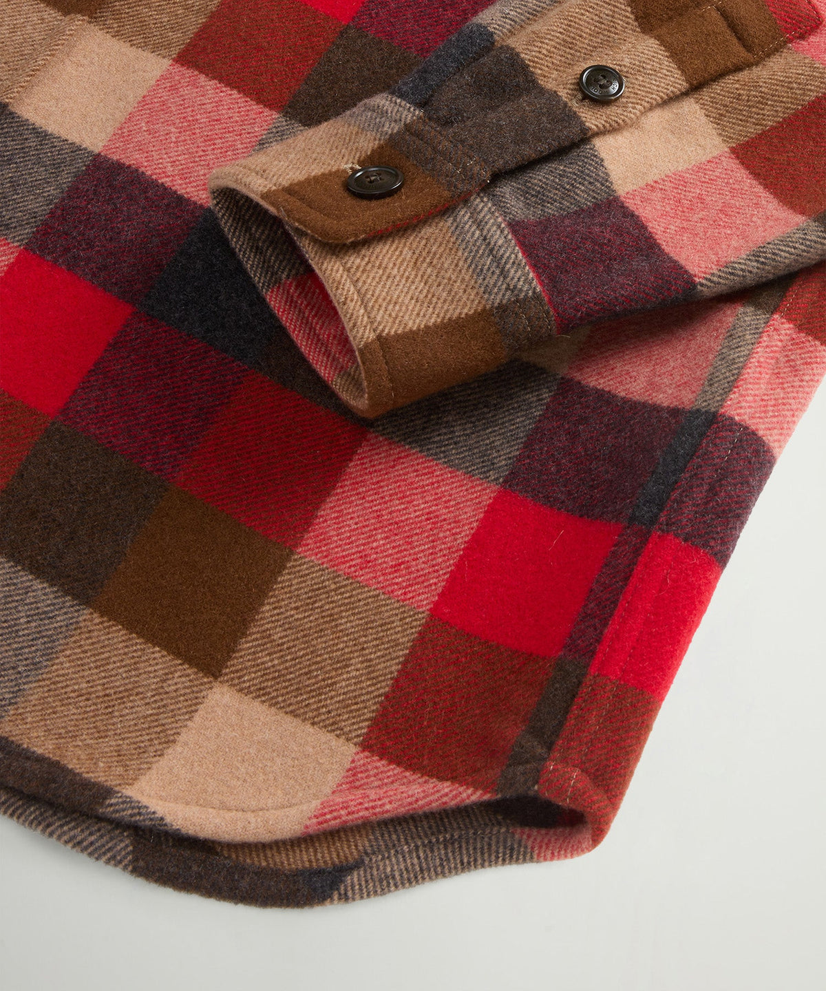 Todd Snyder x Woolrich Cashmere Plaid Overshirt - Red Grey Check