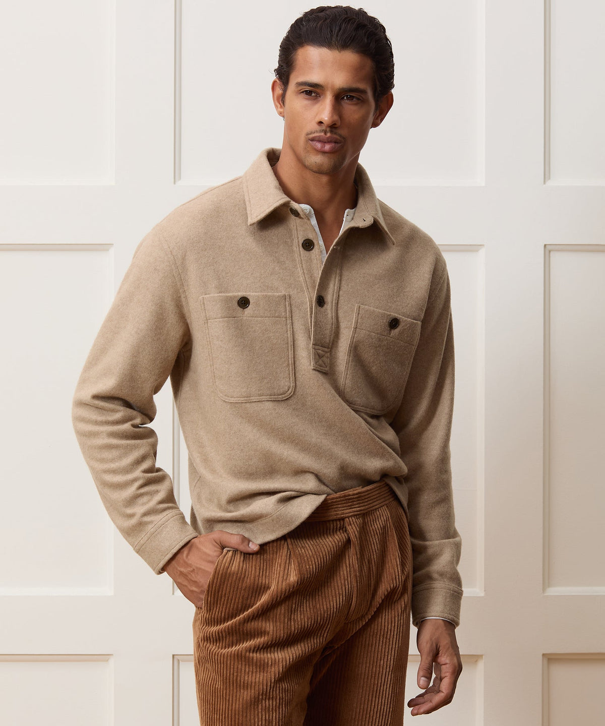 Camel-Cashmere Field Polo - Camel