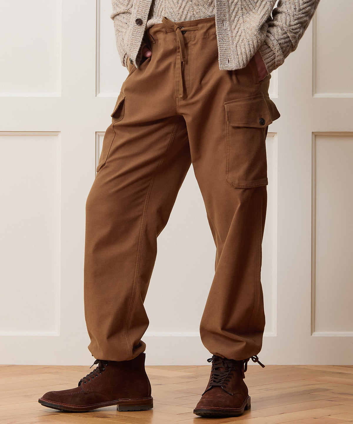Italian Moleskin Cargo Pant - Chestnut