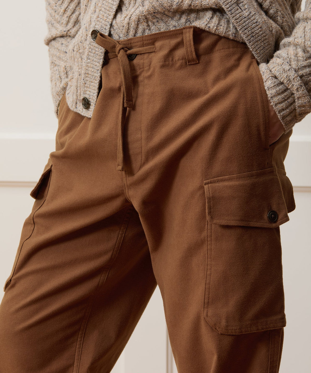 Italian Moleskin Cargo Pant - Chestnut