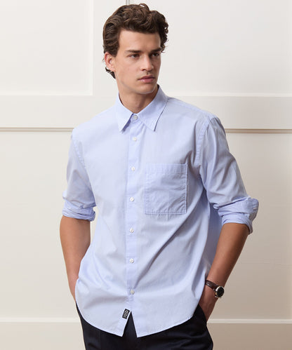 Easy Cut Poplin Sport Shirt - Light Blue