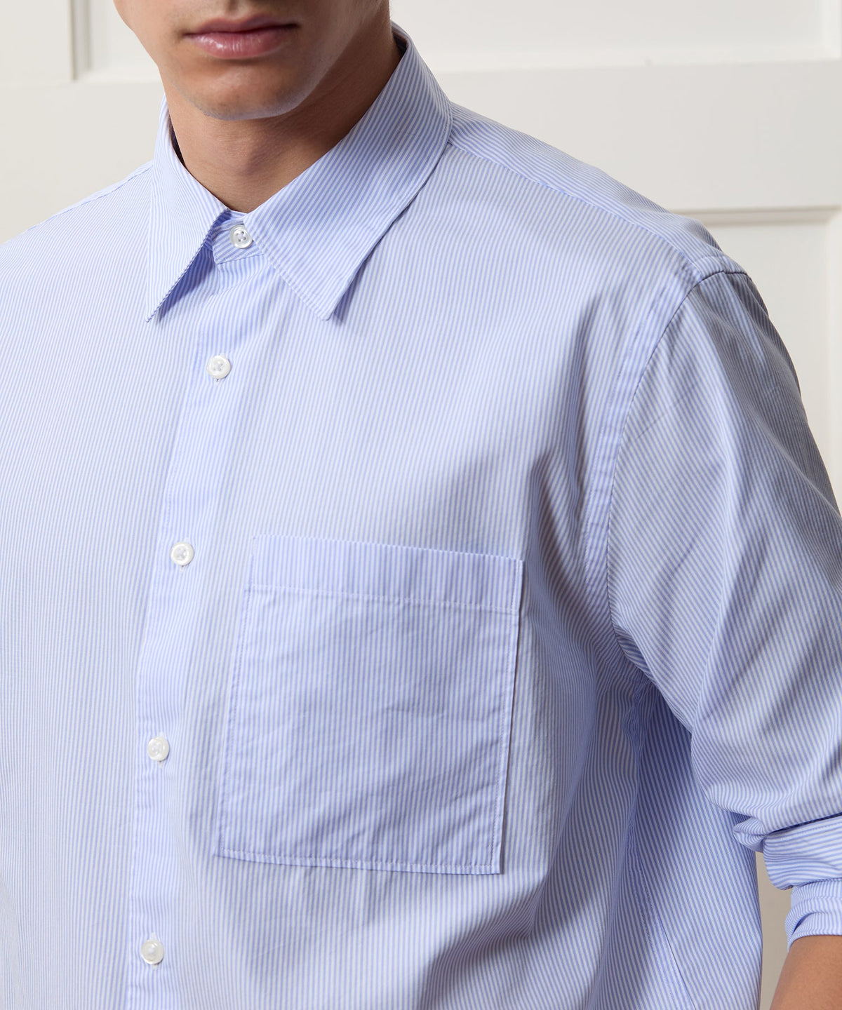 Easy Cut Poplin Sport Shirt - Light Blue