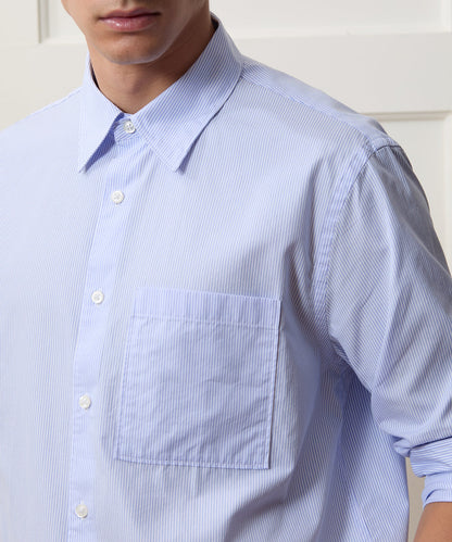 Easy Cut Poplin Sport Shirt - Light Blue