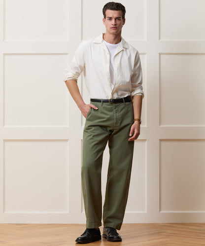 Brushed Poplin Camp Collar Shirt - White