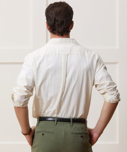 Brushed Poplin Camp Collar Shirt - White