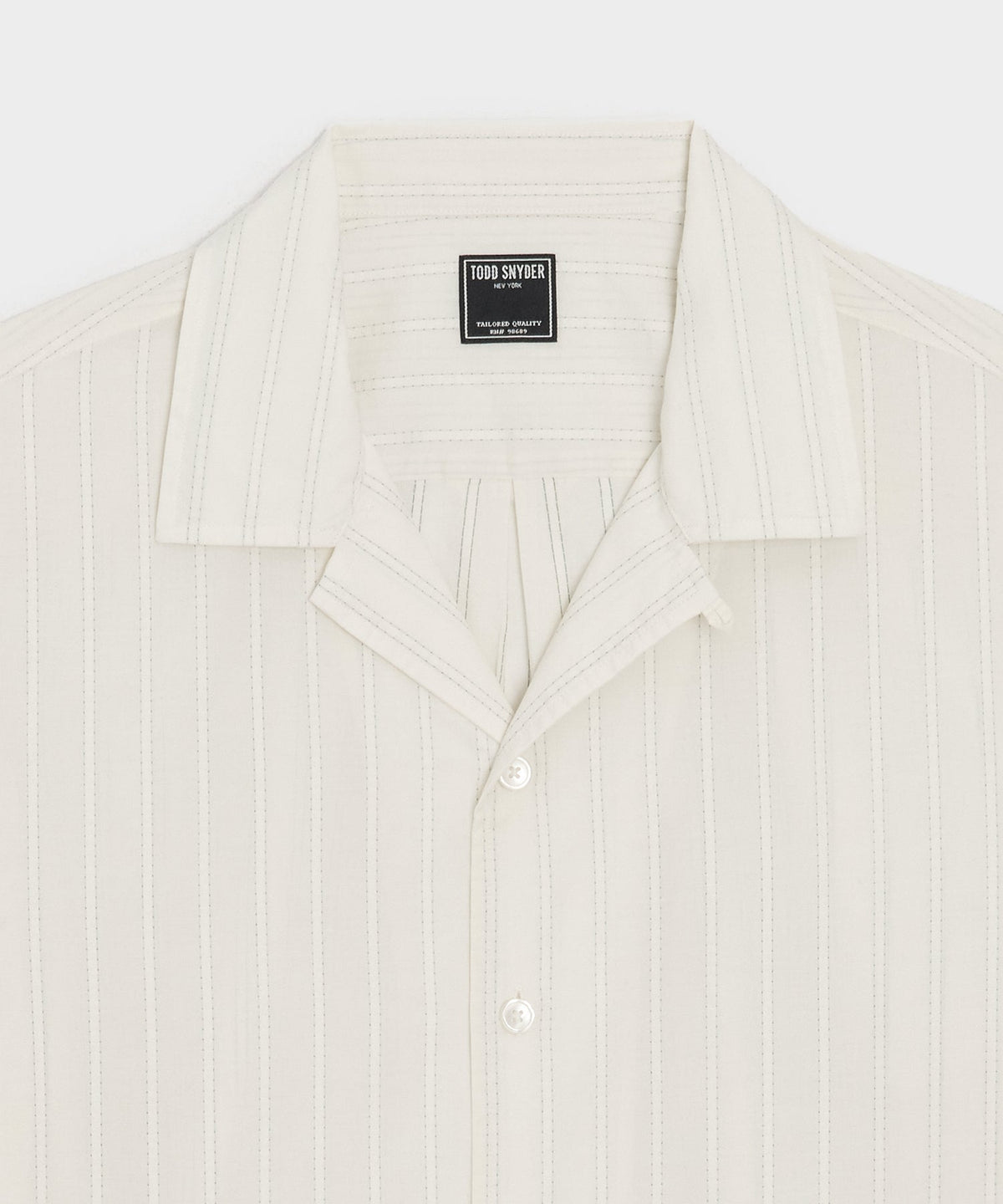 Brushed Poplin Camp Collar Shirt - White