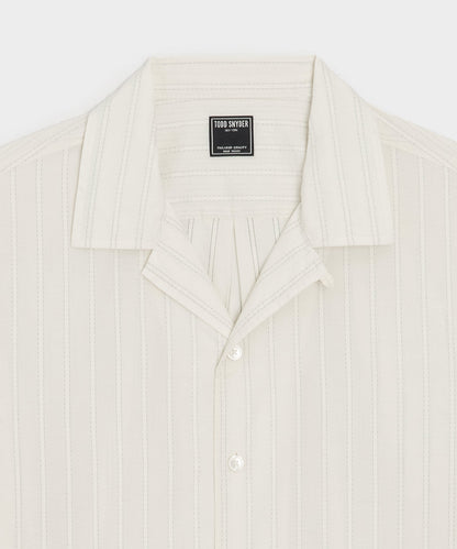 Brushed Poplin Camp Collar Shirt - White