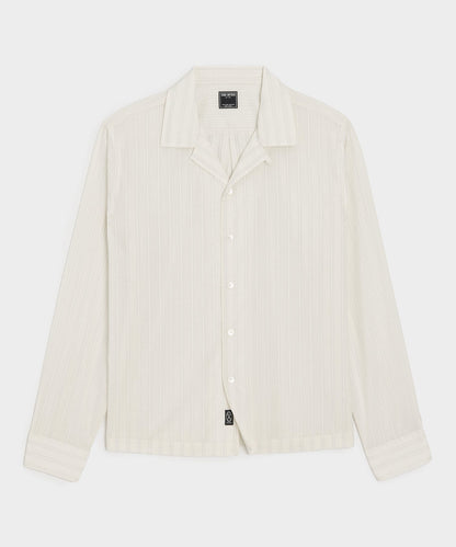Brushed Poplin Camp Collar Shirt - White