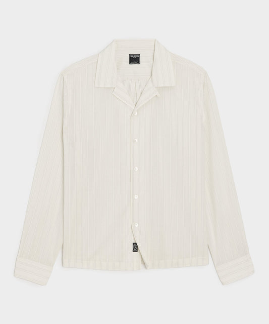 Brushed Poplin Camp Collar Shirt - White