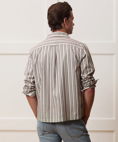 Brushed Poplin Camp Collar Shirt - Brown