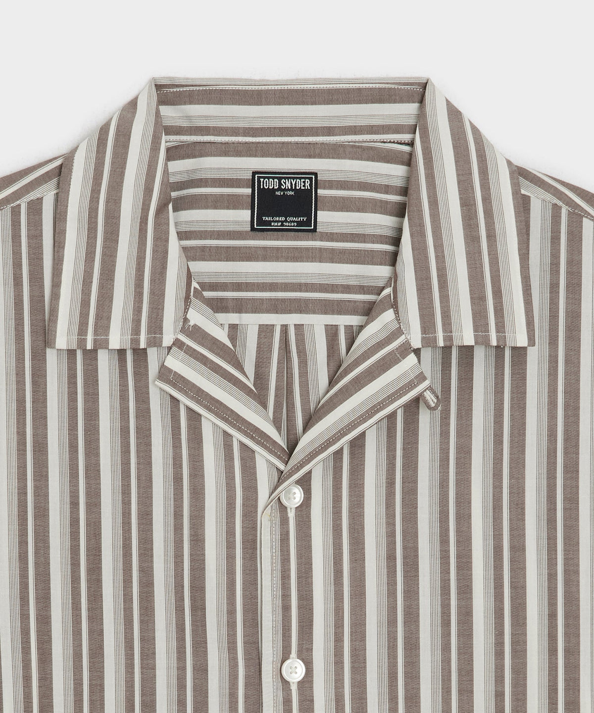 Brushed Poplin Camp Collar Shirt - Brown