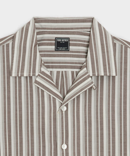 Brushed Poplin Camp Collar Shirt - Brown