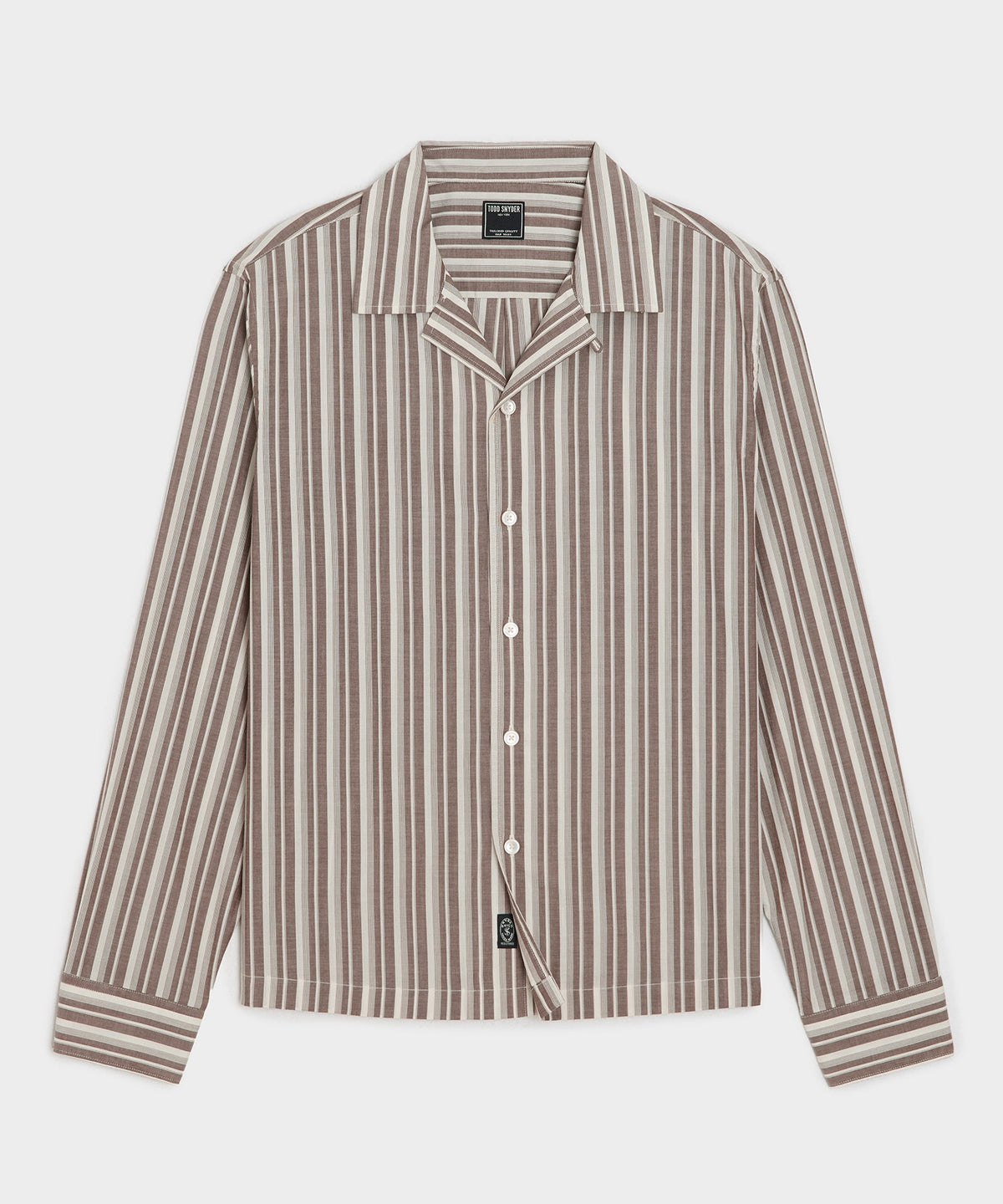 Brushed Poplin Camp Collar Shirt - Brown