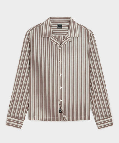 Brushed Poplin Camp Collar Shirt - Brown