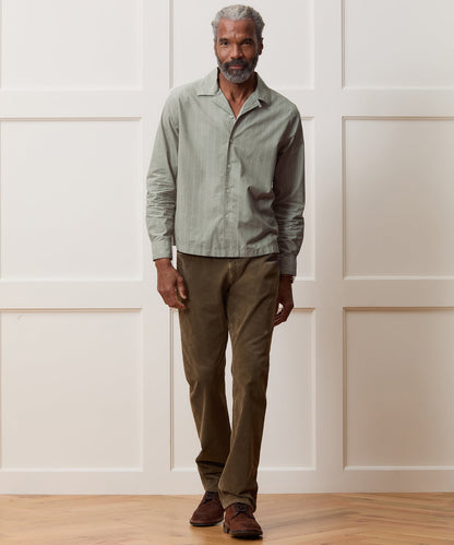 Brushed Poplin Camp Collar Shirt - Green