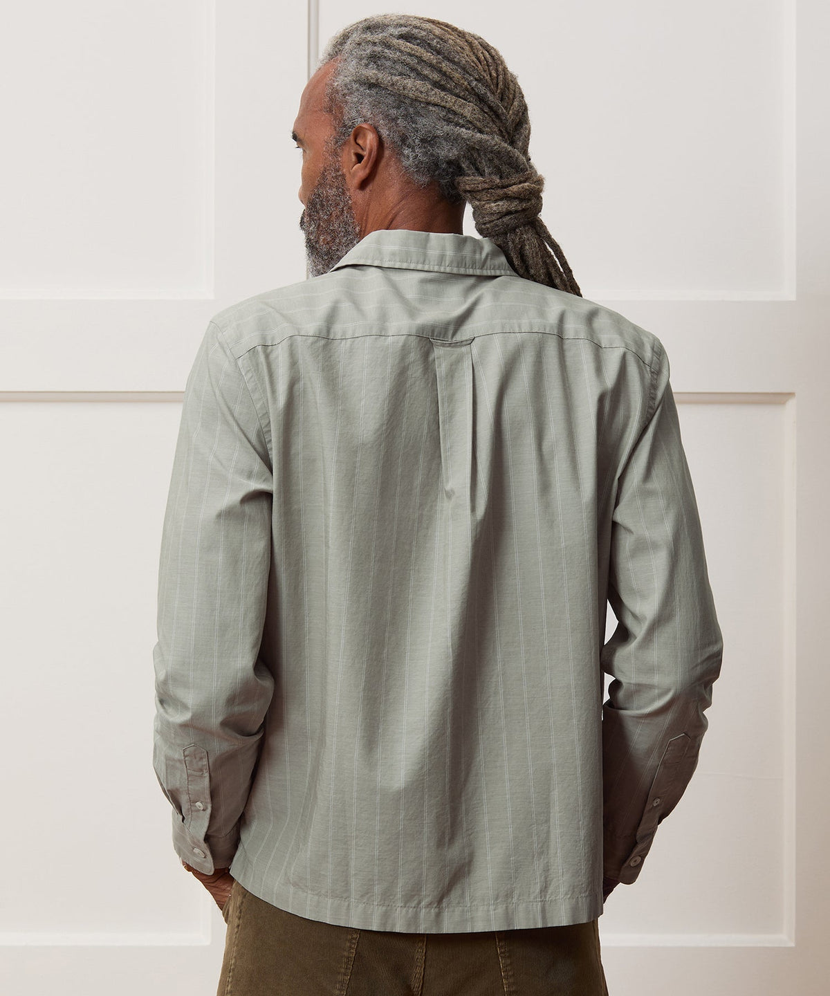 Brushed Poplin Camp Collar Shirt - Green