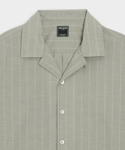 Brushed Poplin Camp Collar Shirt - Green