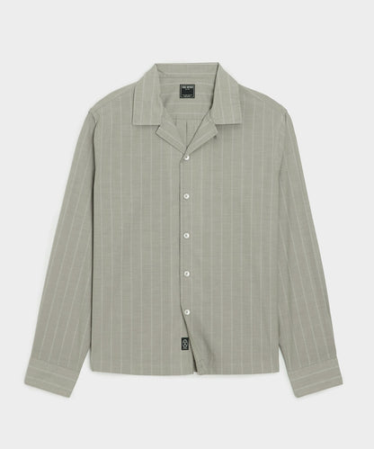 Brushed Poplin Camp Collar Shirt - Green