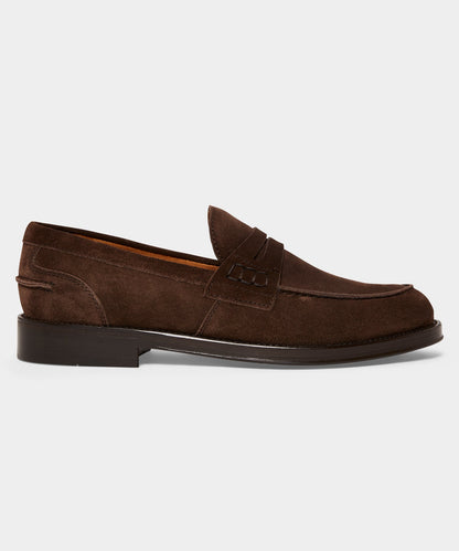 Italian Suede Penny Loafer - Dark Brown